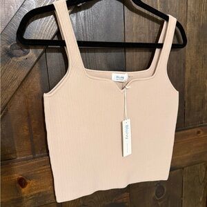 Bluivy Women's Beige Ribbed Crop Top